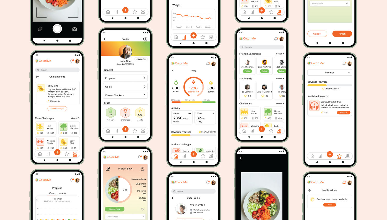 CaloriMe High-Fidelity Mockups